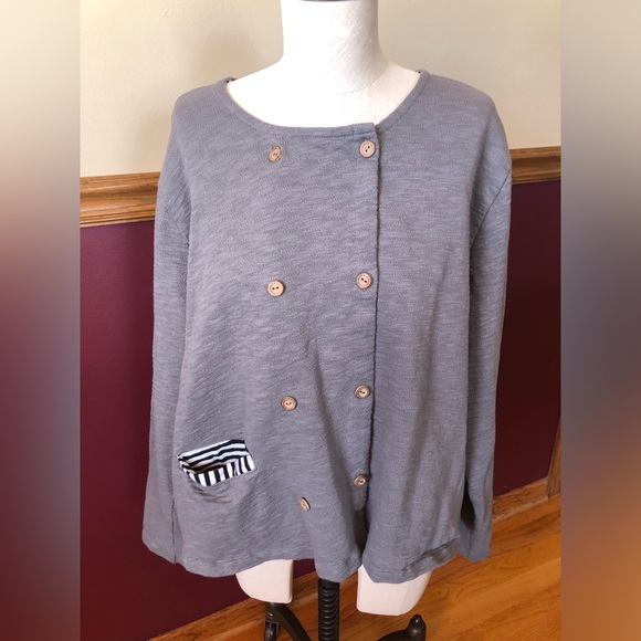 Gudrun Sjoden Tops - Gudrun Sjoden knit cotton gray cardigan with double buttons xl